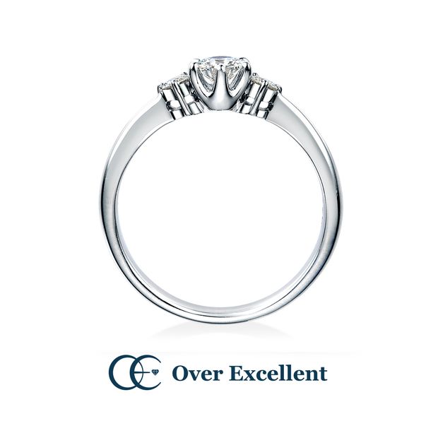 【Over Excellent(オーバーエクセレント)】【Rain lily レインリリー -純白の愛-】やさしいウェーブラインに3石のダイヤモンドが華やかに輝きます。