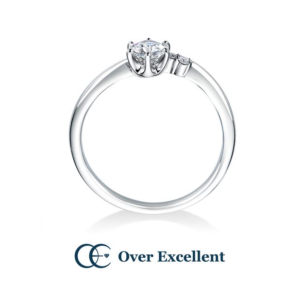 【Over Excellent(オーバーエクセレント)】【Cr&eacute;puscule クレパスキュール-黄昏-】６本爪スタイルで正統感の薫るデザインにメレダイヤモンドをセッティング。タイムレスな美しさが魅力。