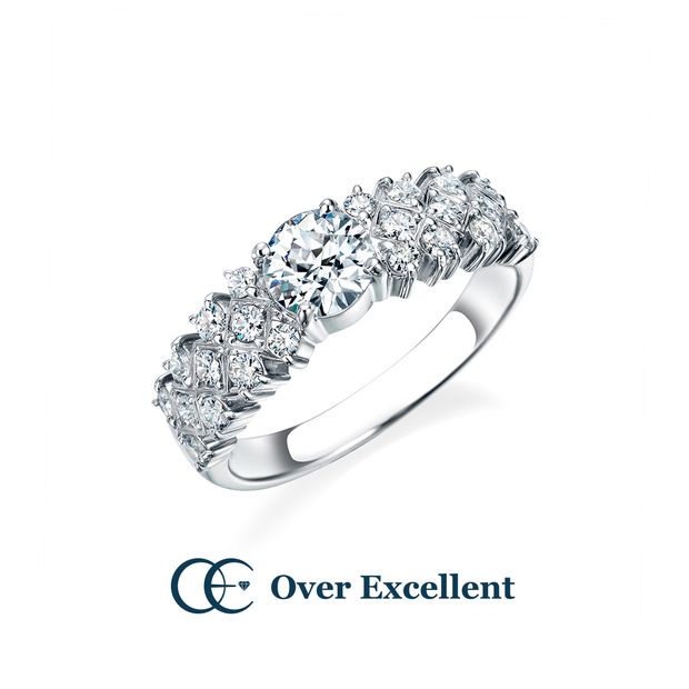 【Over Excellent(オーバーエクセレント)】【Larkspur　ラークスパー　‐自 由‐】　ダイヤモンドを石畳のようにセッティングし華やかで洗練された印象のリング。