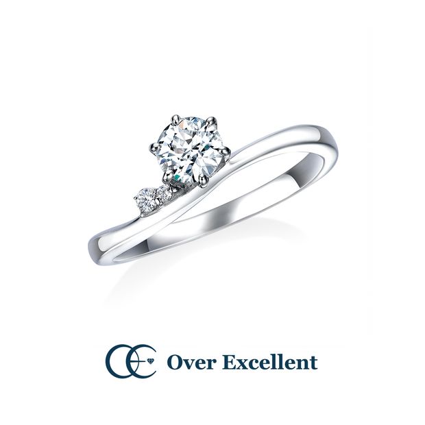 【Over Excellent(オーバーエクセレント)】【Cr&eacute;puscule クレパスキュール-黄昏-】６本爪スタイルで正統感の薫るデザインにメレダイヤモンドをセッティング。タイムレスな美しさが魅力。