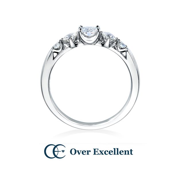 【Over Excellent(オーバーエクセレント)】【Calceolaria カルセオラリア -私の伴侶に-】4本爪スタイルでモダンなスタイルに、瑞々しく輝くメレダイヤモンドをセッティング。