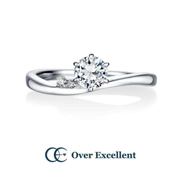 【Over Excellent(オーバーエクセレント)】【Cr&eacute;puscule クレパスキュール-黄昏-】６本爪スタイルで正統感の薫るデザインにメレダイヤモンドをセッティング。タイムレスな美しさが魅力。