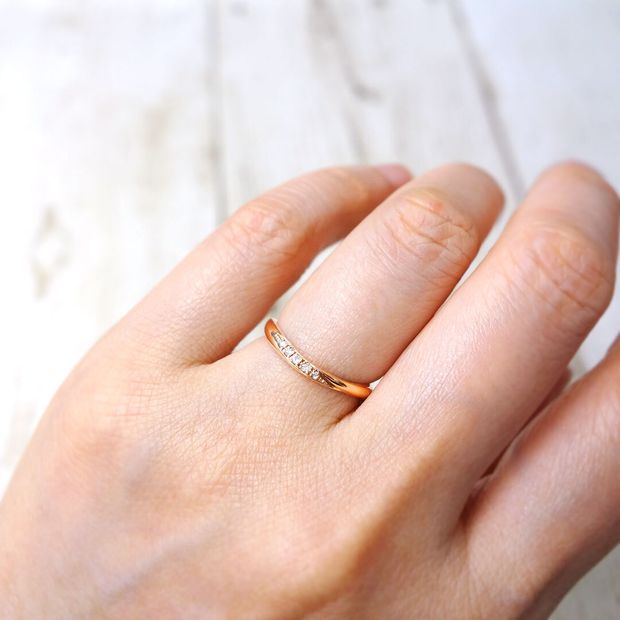 【宝寿堂(ほうじゅどう)】☆新作☆【宝寿堂】柔らかなＶ字ウェーブラインリング《HM2830l/HDG2830s》