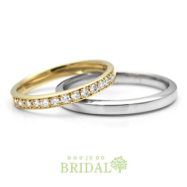 【宝寿堂(ほうじゅどう)】【宝寿堂】シンプル＆ゴールドのハーフエタニティ《HM2512l/KDK117》