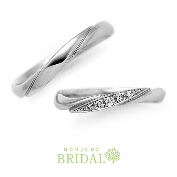 【宝寿堂(ほうじゅどう)】【宝寿堂】流れるような装飾ラインにダイヤが4粒《HM1558l/HD1558s》