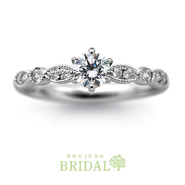 【宝寿堂(ほうじゅどう)】【宝寿堂】特徴的なミル遣いが目を惹く華やかなエンゲージリング《HD2696》