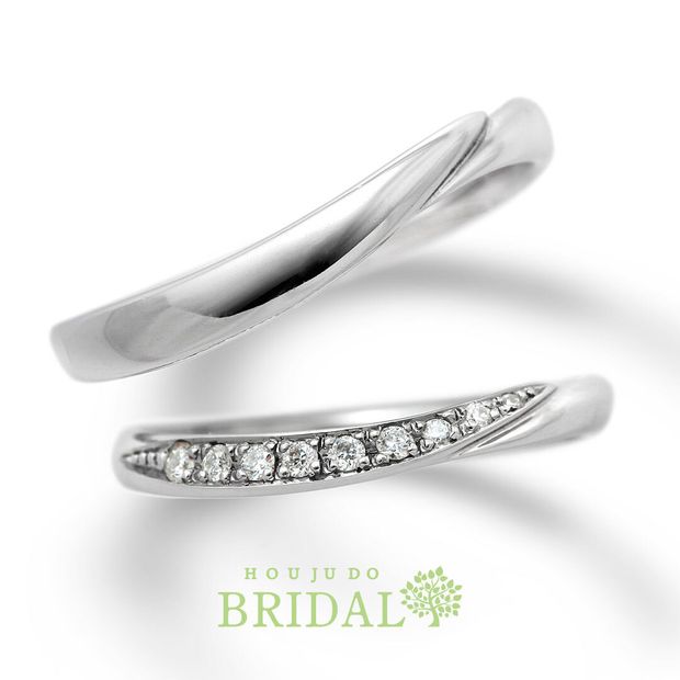 【宝寿堂(ほうじゅどう)】【宝寿堂】柔らかな曲線に沿ったダイヤが華やか《HM564s/HD564s》 ｜宝寿堂(ほうじゅどう)の結婚指輪