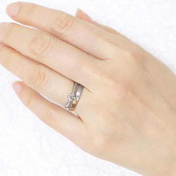 【宝寿堂(ほうじゅどう)】【宝寿堂】ピンクゴールドとプラチナのコンビリング《TDX8/TDX7》