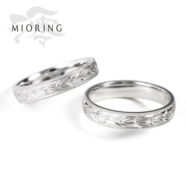 【MIORING(ミオリング)】MIORING 自由鍛造と和彫りが輝く伝統模様の結婚指輪 月桂樹-げっけいじゅ-