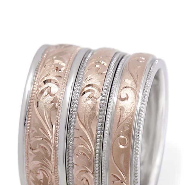 【MIORING(ミオリング)】MIORING 桜ゴールドと和彫りのコンビマリッジリング染唯-そめい-