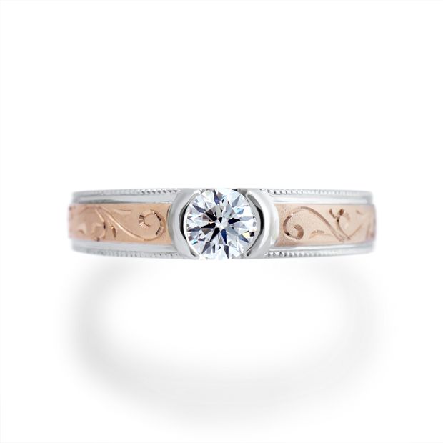 【MIORING(ミオリング)】MIORING 桜ゴールドにダイヤを埋め込んだ毎日身につけられる婚約指輪 染唯-そめい-