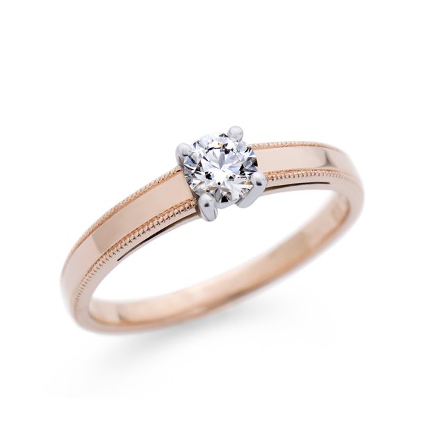 【MIORING(ミオリング)】MIROING 桜ゴールドの鍛造・手彫りミル打ち婚約指輪 咲-さき-