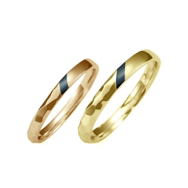 【MIORING(ミオリング)】MIORING 暁水 -あけみ-  赤銅（しゃくどう）の色の変化と鎚目模様が美しい細身マリッジリング