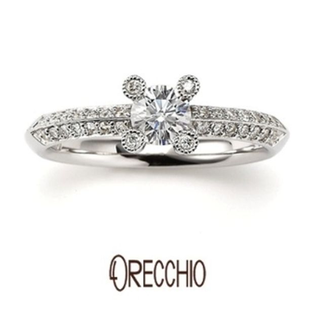 【garden(ガーデン)】＜monaco＞爪のダイヤとミル打ち、パヴェのダイヤで拘りぬいたデザインの指輪