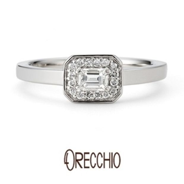 【garden(ガーデン)】＜Siena＞　全体のフォルムがエメラルドカットにデザインされた遊び心ある指輪