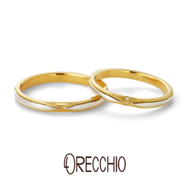 【garden(ガーデン)】セグイド～seguido　クロスに走るミルグレインが指元を華やかに演出する結婚指輪