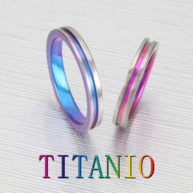 【CUORITA BRIDAL RING(クオリタ)】チタングラデーションの平打ちリング【千葉県柏のセレクトショップ】
