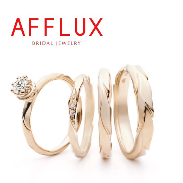 【Gran‐D(グランディー)】永久保証で生涯安心【指馴染み◎】【個性的】【モチーフ】《AFFLUX》laurel〈ローレル〉シャンパンゴールドが指馴染み◎