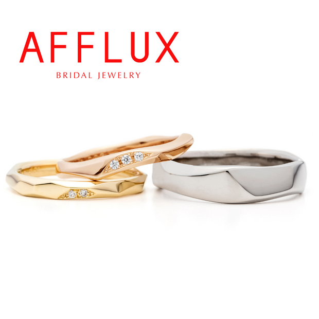 【Gran‐D(グランディー)】永久保証で生涯安心【個性的】【カジュアル】【選べる】《AFFLUX》flash〈フラッシュ〉素材・幅・ダイヤモンドなど、ふたりで選べるお揃いのゴールドリング！