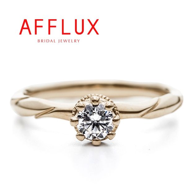 【Gran‐D(グランディー)】永久保証で生涯安心【指馴染み◎】【個性的】【モチーフ】《AFFLUX》laurel〈ローレル〉シャンパンゴールドが指馴染み◎