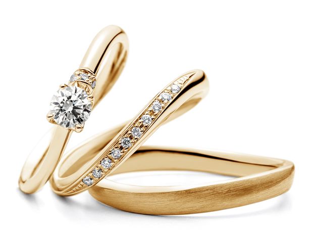 【Gran‐D(グランディー)】永久保証で生涯安心【華やか】【上品】【美指】《AFFLUX》naiad〈ナイアード〉重ね着けも◎水が流れるように留めたダイヤモンドが美麗