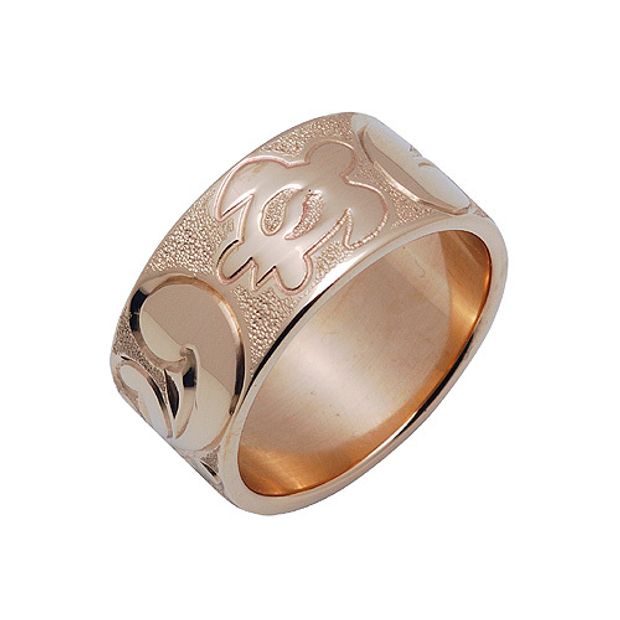 【LOVEST(ラヴェスト)】K14PGピンクゴールド/K14YGイエローゴールド・平打ち・シャイニングスクロール・10㎜幅・1.2㎜厚み・エッジ無し・ハワイ製