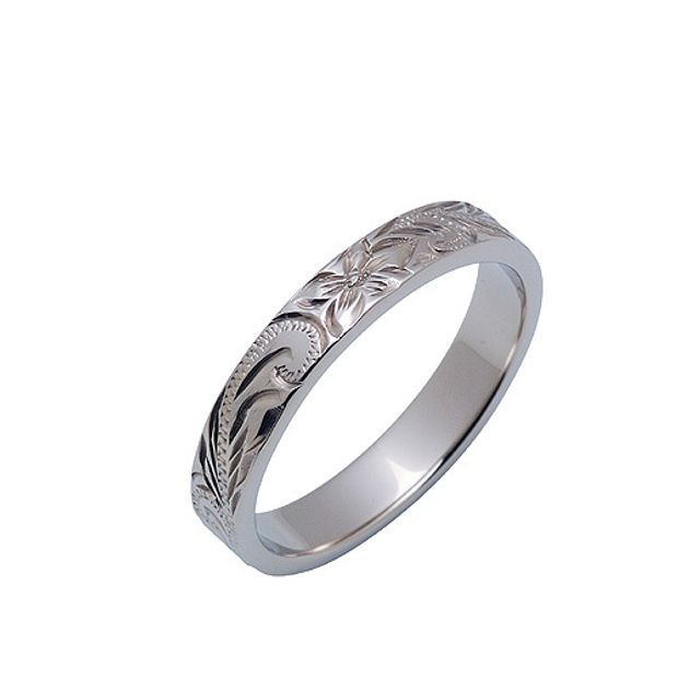 【LOVEST(ラヴェスト)】K14YGイエローゴールド・平打ち・ファンシースクロール・4㎜幅・1.5厚み・エッジ無し・ハワイ製/K18WGホワイトゴールド・平打ち・ファンシースクロール・3㎜幅・1.5㎜厚み・日本製