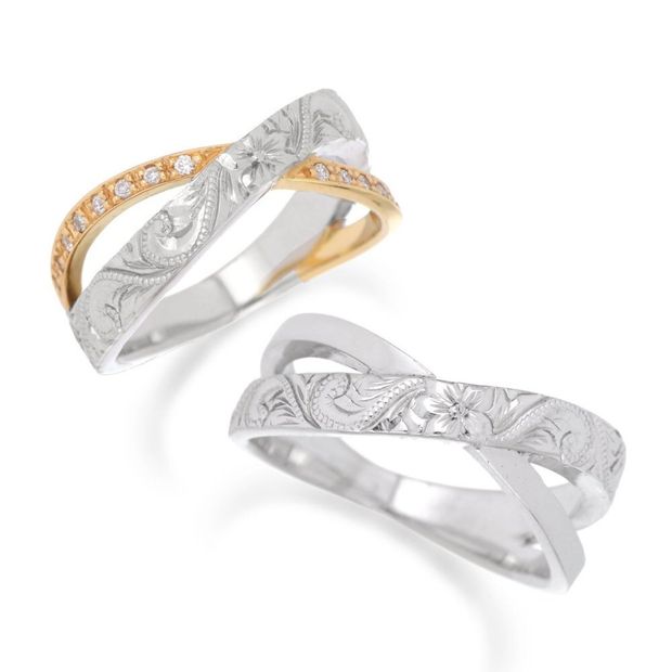 【ROCCA(ロッカ)】ROCCA】好きな彫り模様に変更可能！ハワイアンマリッジリング HW-2/HW-1