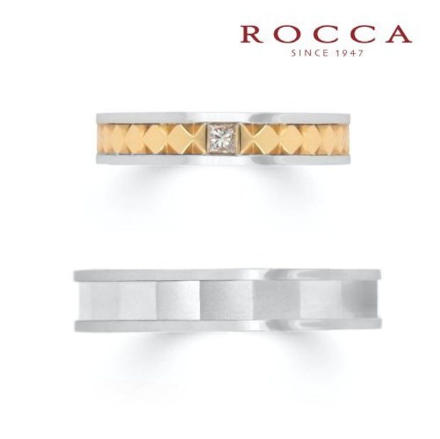 【ROCCA(ロッカ)】【ROCCA】ひし形の彫りがおしゃれ！カジュアルなマリッジリング CU-2S/2L