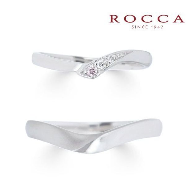 【ROCCA(ロッカ)】【ROCCA】さりげないピンクダイヤが可愛い！シンプルで仕事中も着けやすいマリッジリング HO-6D/6L