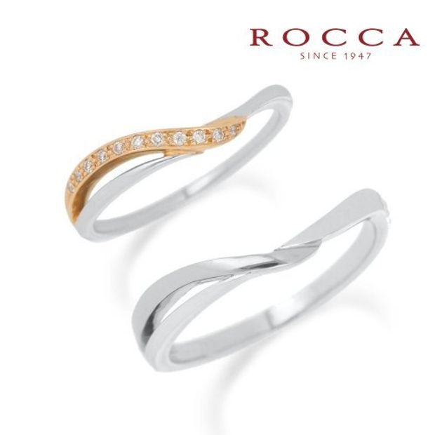【ROCCA(ロッカ)】【ROCCA】コンビで可愛らしい雰囲気の繊細なV字のマリッジリング！ RM-8D/8L