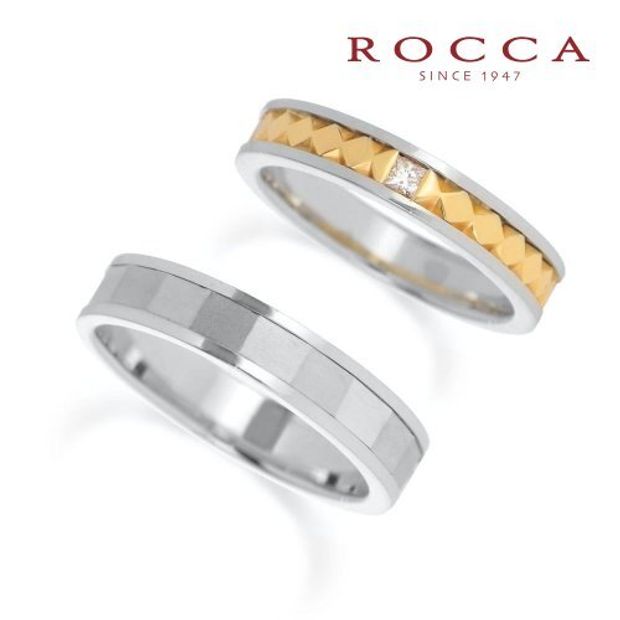 【ROCCA(ロッカ)】【ROCCA】ひし形の彫りがおしゃれ！カジュアルなマリッジリング CU-2S/2L