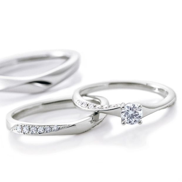 【BROOCH(ブローチ)】【ノエルブラン】繊細なラインにメレダイヤが流れるように輝く婚約指輪