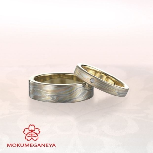 【BROOCH(ブローチ)】【杢目金屋】金属の色の違いのコントラストが美しい＜木目金＞マリッジリング