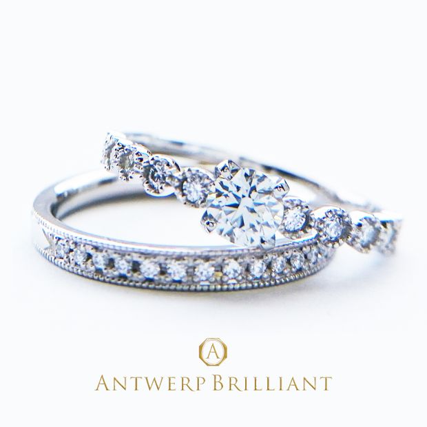 【BROOCH(ブローチ)】&ldquo;D-Line Star Classic&rdquo; Millgrain Diamond Line Ring Set &rdquo;ディー ライン クラシック&rdquo; ミルグレイン ダイヤモンド ラインリング