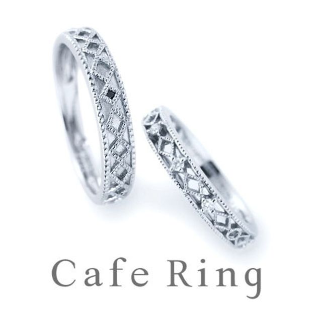 【BROOCH(ブローチ)】【 テ・ルージュ】美しいミル打ちと透かし彫りのこだわりの結婚指輪