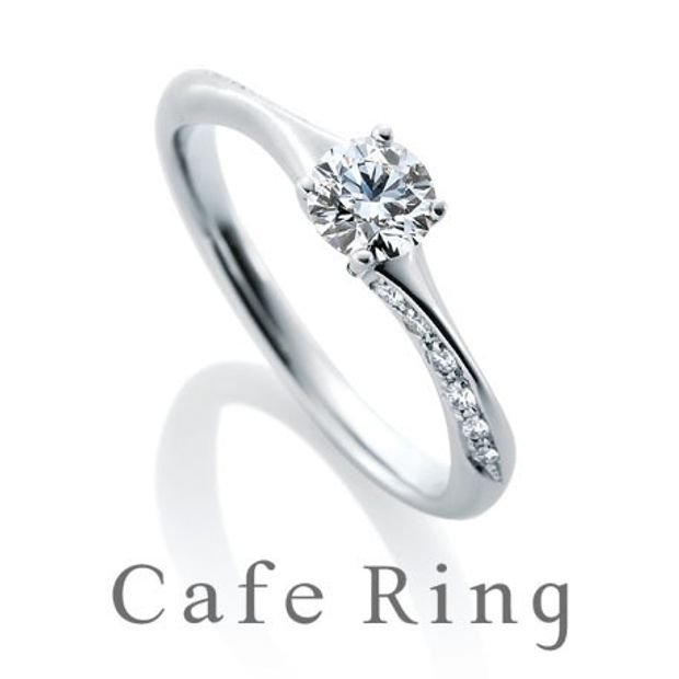 【BROOCH(ブローチ)】【ノエルブラン】繊細なラインにメレダイヤが流れるように輝く婚約指輪