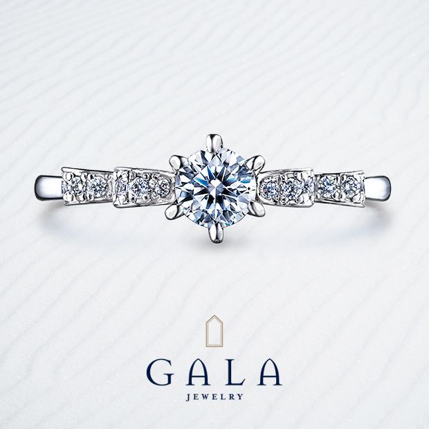 【GALA JEWELRY(ガラジュエリー)】【GALA】サイドメレがリボンの様なデザインでキュートに