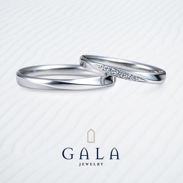 【GALA JEWELRY(ガラジュエリー)】【GALA】当店人気No.1！メレダイヤとクロスラインが調和するマリッジリング☆