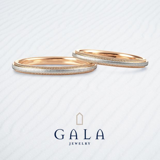 【GALA JEWELRY(ガラジュエリー)】【GALA】ミルグレインが施された永遠を紡ぐリング。PtとK18のコンビタイプ