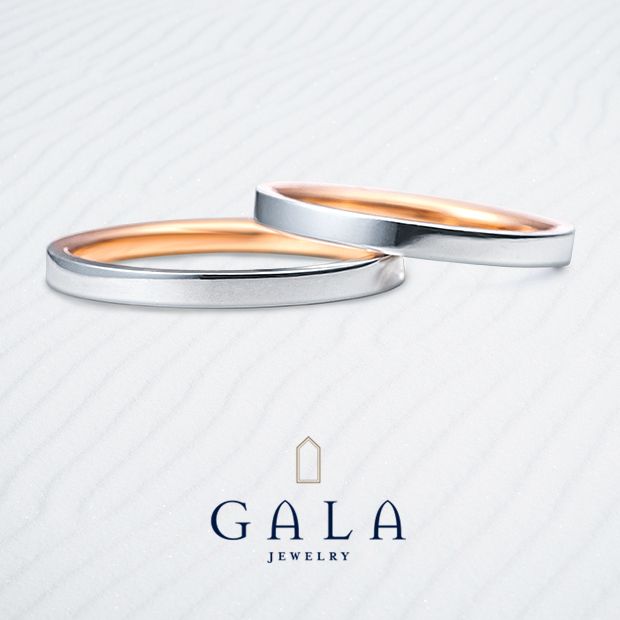 【GALA JEWELRY(ガラジュエリー)】【GALA】シンプルさに内側のピンクゴールドが映えるマリッジリング☆