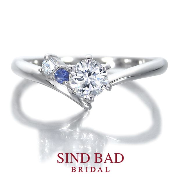 【SIND BAD(シンドバット)】【夏銀河（なつぎんが）】寄り添う織姫と彦星　【二人の誕生石をセット】【4月誕生石ダイヤモンド・9月誕生石サファイア】 