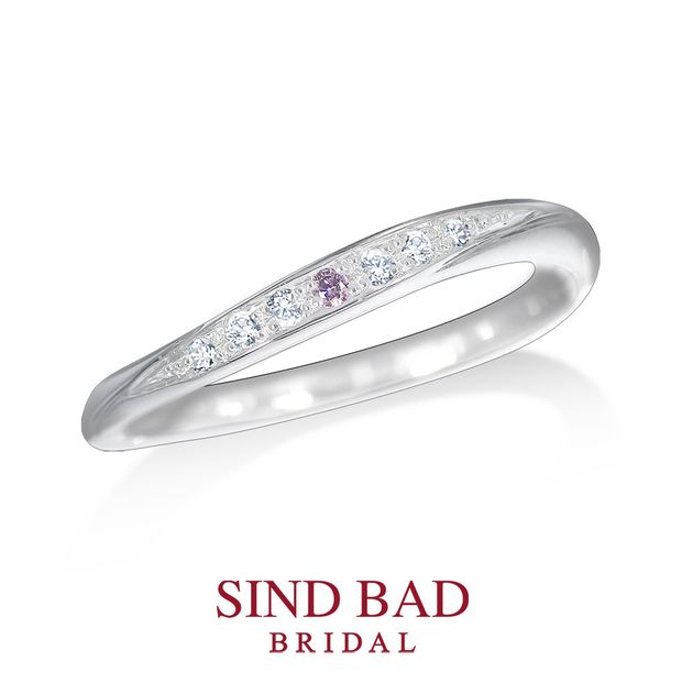 【SIND BAD(シンドバット)】【琉川　るかわ】７石のダイヤもんど・ピンクダイヤモンドとマット加工の対照的なハーモニー