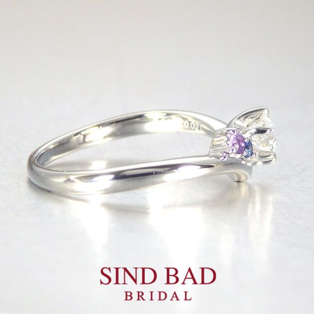 【SIND BAD(シンドバット)】【夏銀河（なつぎんが）】寄り添う織姫と彦星　【二人の誕生石をセット】【2月誕生石アメジスト・9月誕生石サファイア】 