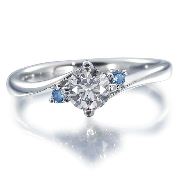 【SIND BAD(シンドバット)】【深海 みお】サンタマリアアクアマリンアレンジ・結婚指輪【琉川　るかわ】ダイヤモンド５石・マット加工