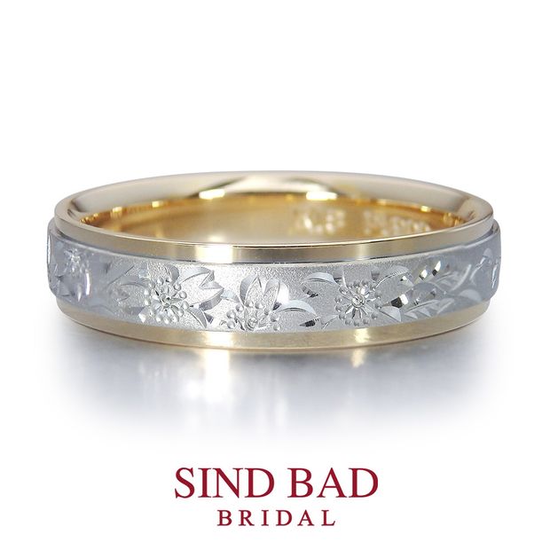 【SIND BAD(シンドバット)】和彫シリーズ -TAKUMI-　ピンクサファイア 桜 ピンクゴールド プラチナ コンビ