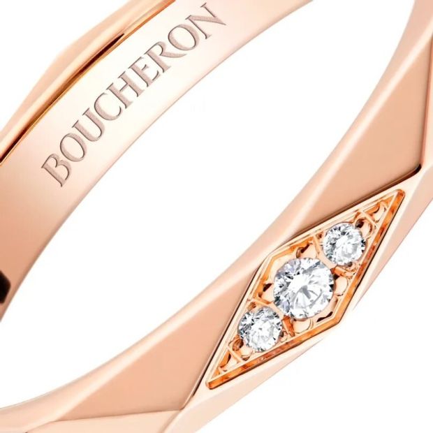 【JEWELRY OHASHI(ジュエリーオーハシ)】【ブシュロン】ファセット ピンクゴールド 3ダイヤモンドリング