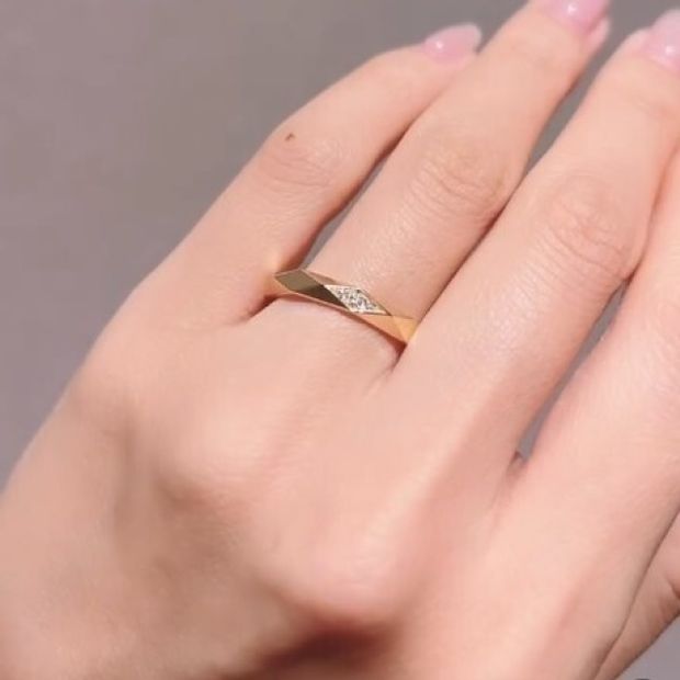 【JEWELRY OHASHI(ジュエリーオーハシ)】【ブシュロン】ファセット ピンクゴールド 3ダイヤモンドリング