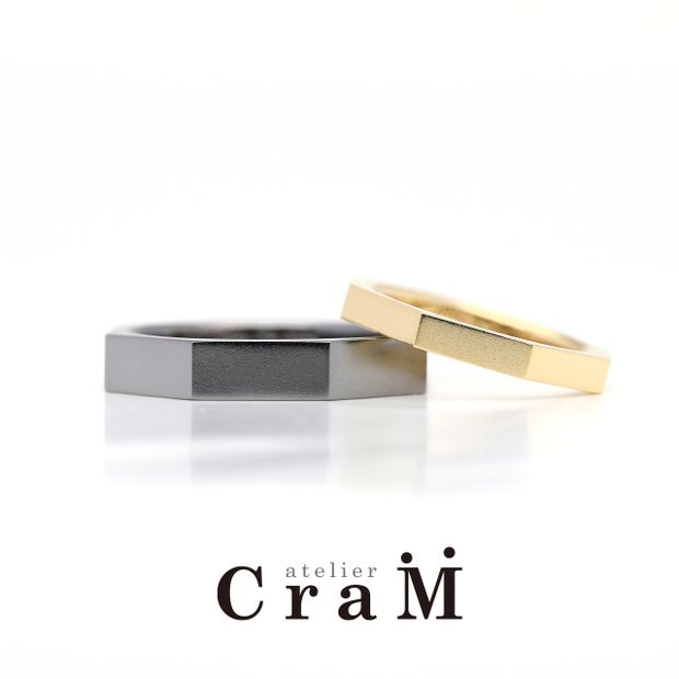 【atelier CraM(アトリエ クラム)】【オーダーメイド事例】八角形のマリッジリング