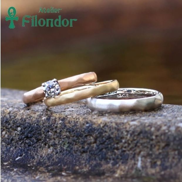 【アトリエフィロンドール】【アトリエ・フィロンドール】HISTOIRE 艶消しハンマー模様の素朴な風合いが人気 セットリング Brice-ブリス-